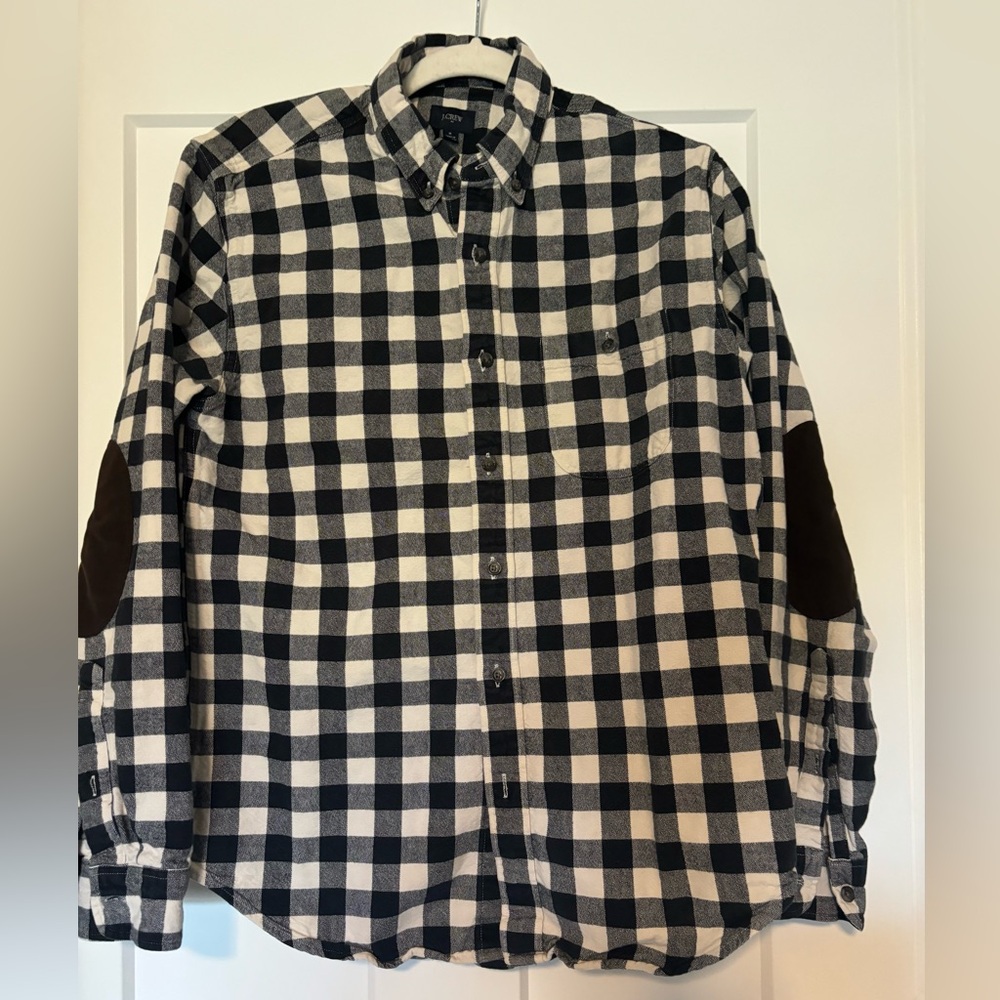 J.Crew Plaid rugged elbow-patch shirt Cream/Black check Size M Men’s‎